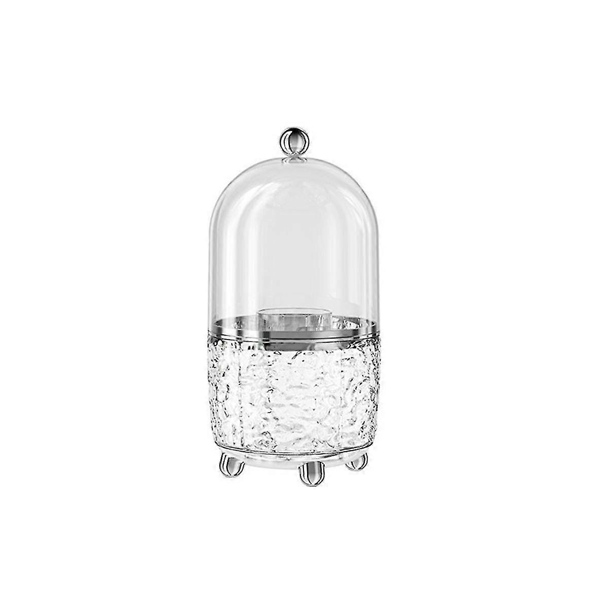 2PCS Makeup Brush Holder with Lid 360 Rotating Clear Dustproof Make Up Brushes Container for Vanity Desktop-A