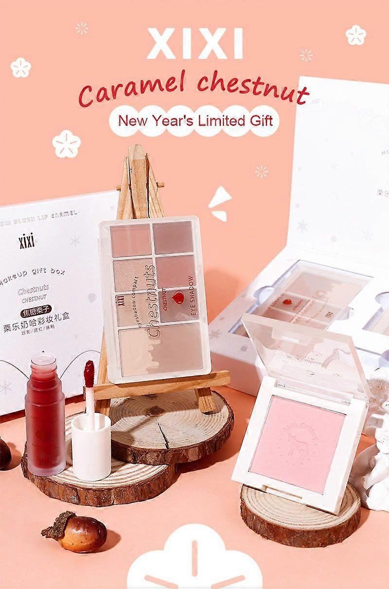 Matte Blush Kit Shimmer Eye Shadow Palette Glitter Eyeshadow Set Long-Lasting Lip Mud Complete Makeup Kit