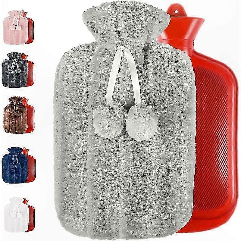 Natural Rubber Hot Water Bottle with Temperature Control, 2L Capacity for Safe and Versatile Pain Relief Solution
