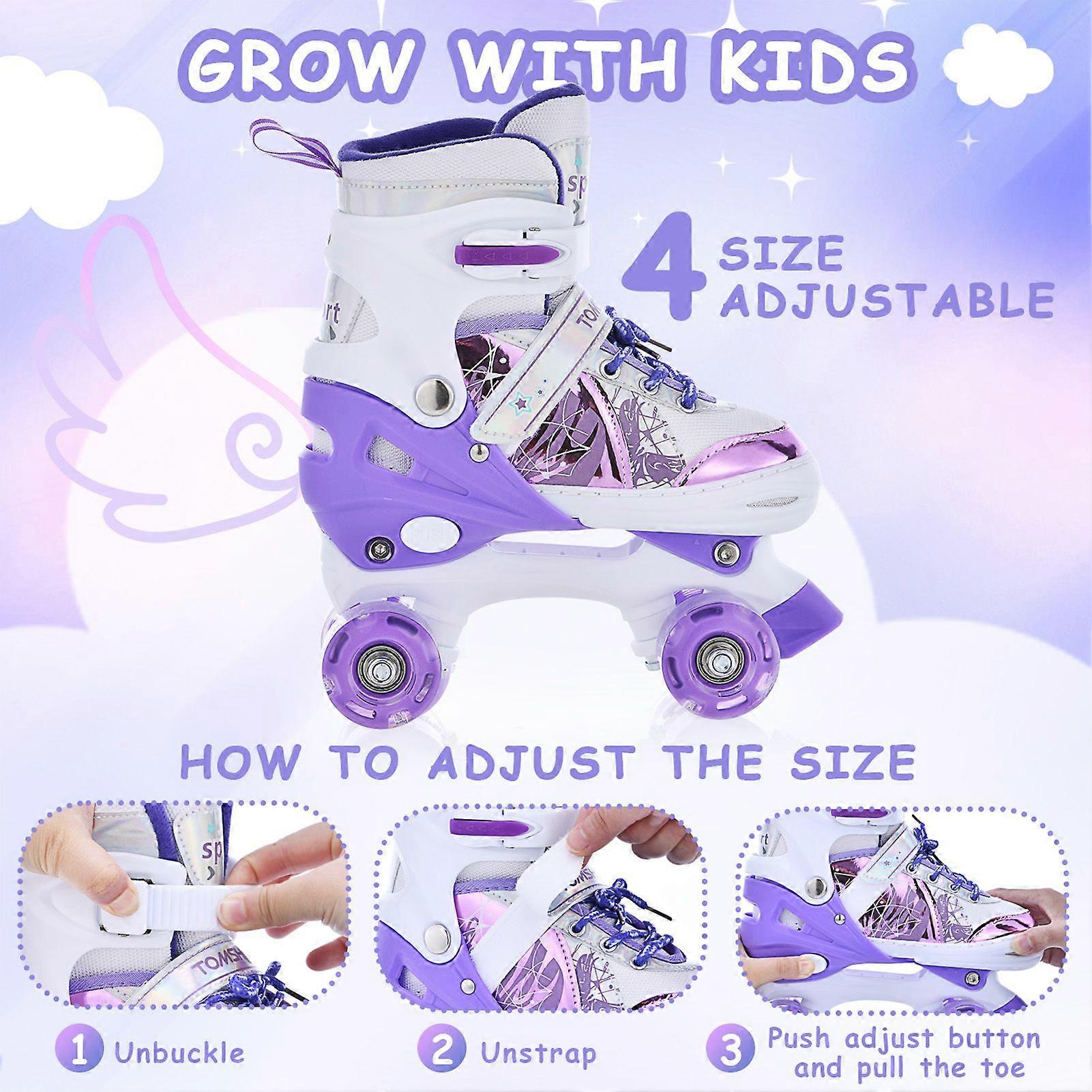 Roller Skates for Girls Boys for Kids 4 Size Adjustable Light Up