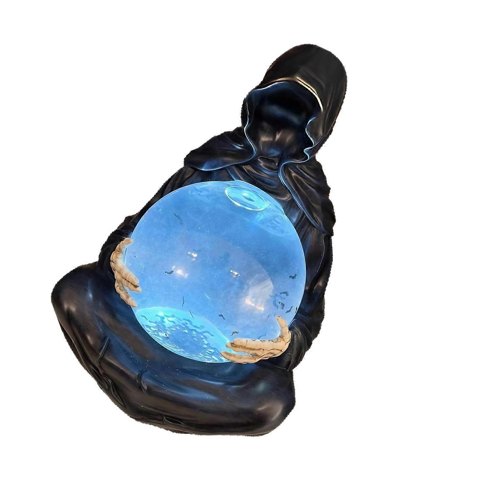 Resins Halloween Death God Crystal Ball with Bats LED Lighted Water Globe Decoration For Collectors And Home Display With light