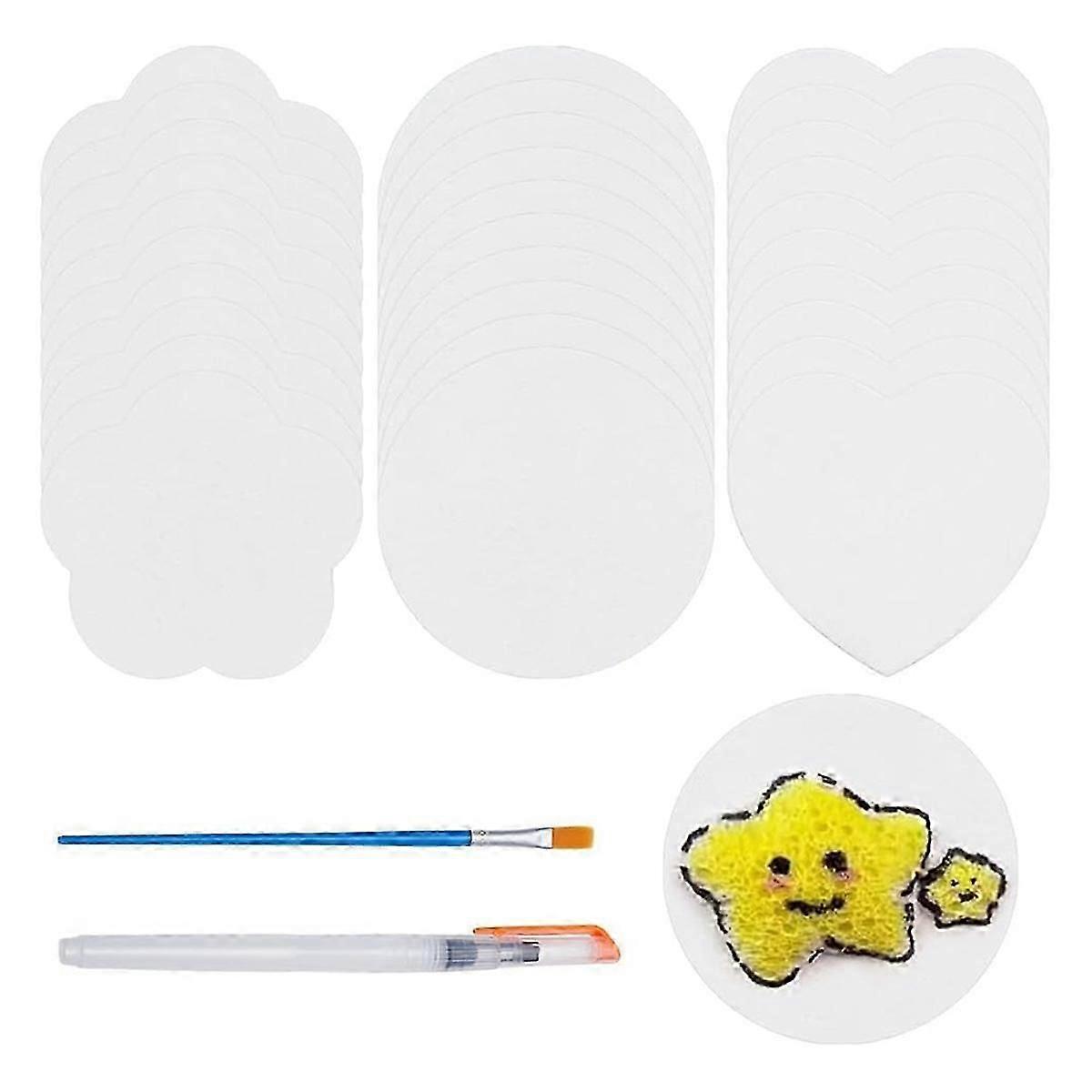 30 Pcs Foam Texture Paper 3D Drawing Magic Canvas Sponge with Water Brush for Acrylics Painting DIY 3D Drawing