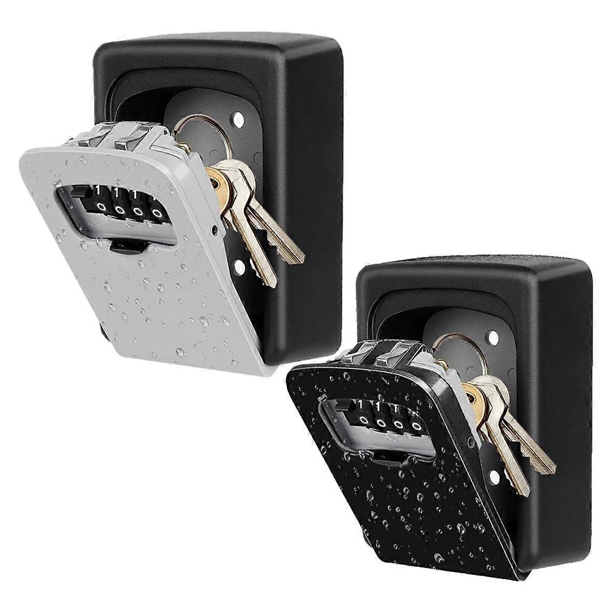 Key Lock Box Wall Mounted Grey and Black 2 Pack