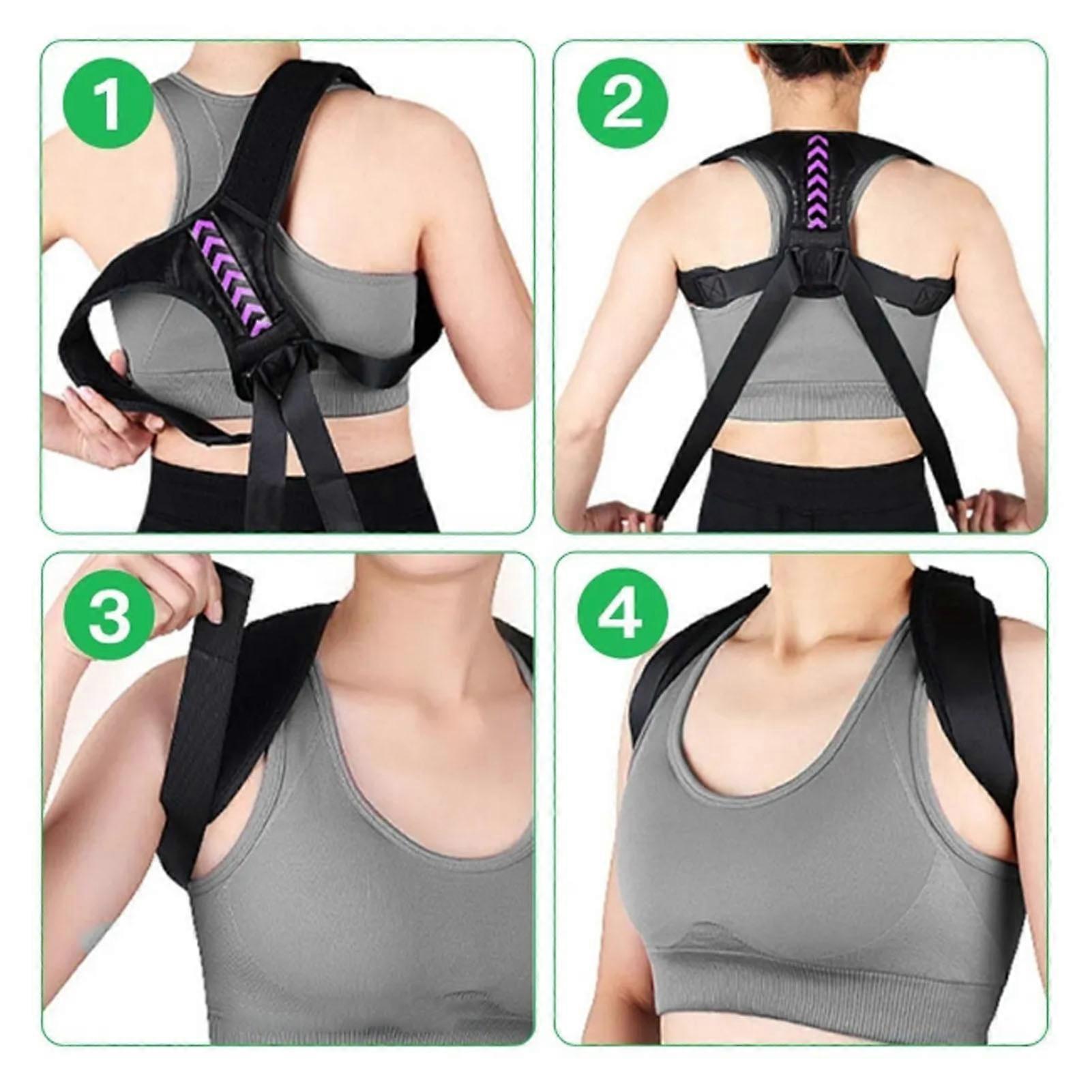 Adjustable Posture Corrector XL Upper Spine Support Brace Black Purple