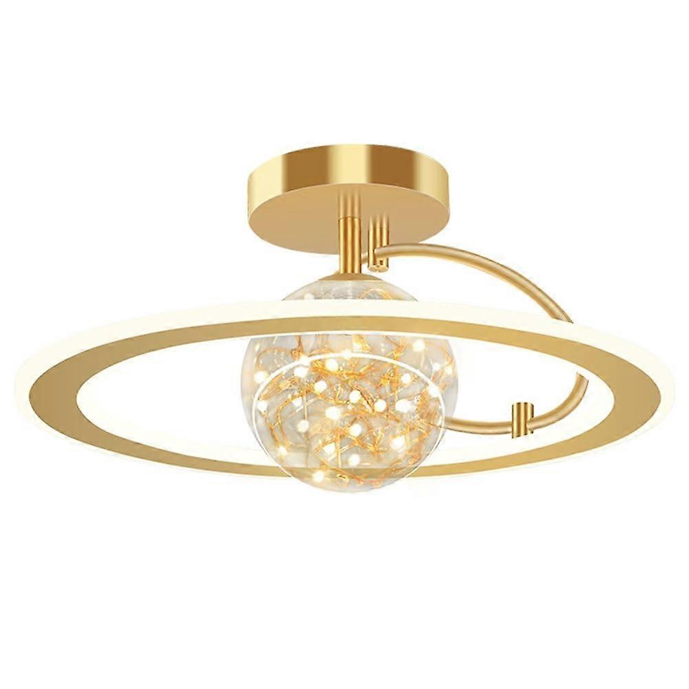 Modern Nordic Dimmable Gold LED Ceiling Light For Kitchen Dining Living Room Slim Flat Panel Semi Flush Mount