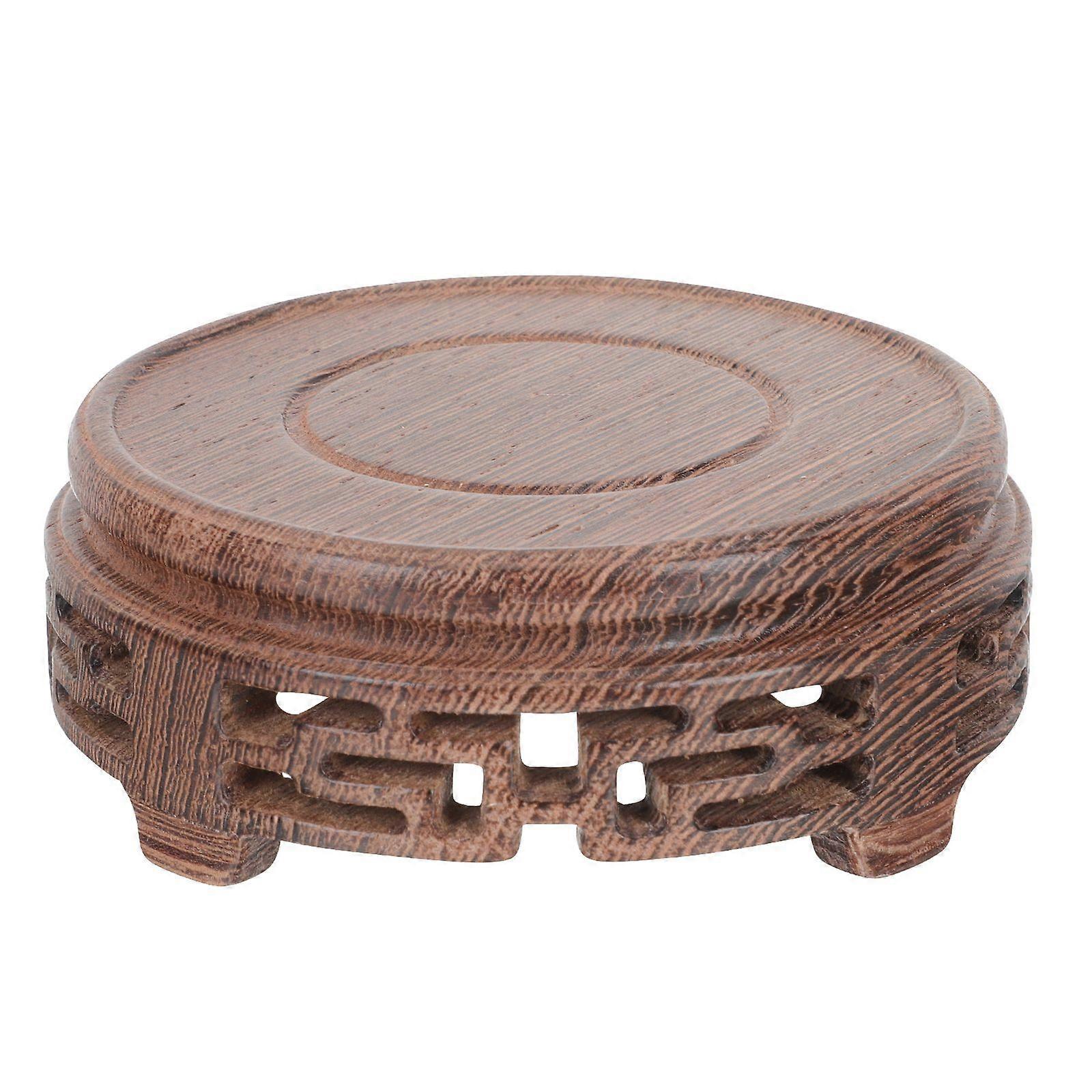 Round Flowerpot Stand Teaware Display Base Wood Tea Cups Base Wood Round Tray