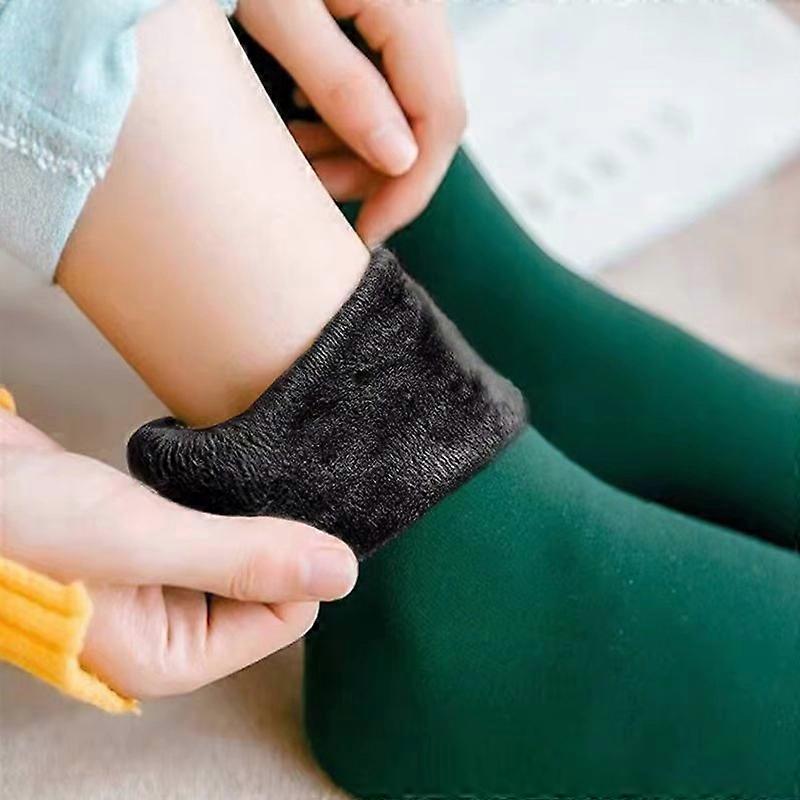 Socks women's Winter Warm Thickened Velvet Solid Color Soft Casual Wool Cashmere Against Cold Snow Socks