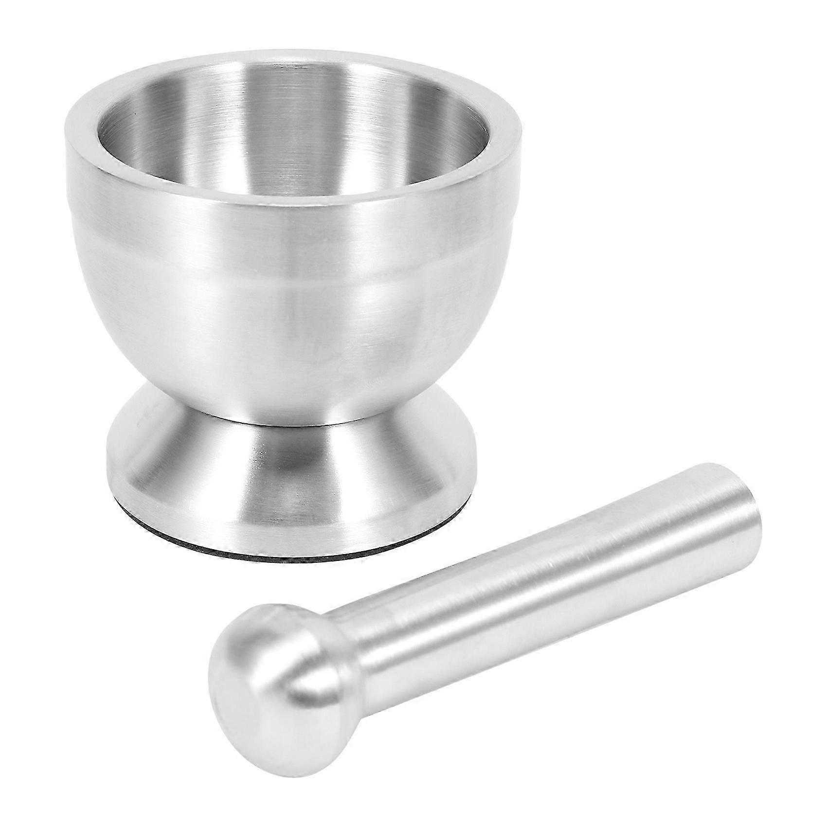 Stainless Steel Mortar Pestle Set Garlic Spice Grinder Kitchen Tool