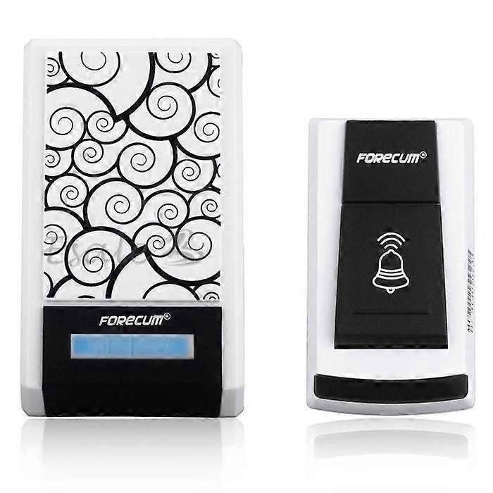 Wireless Doorbell Chime 315MHz LED 36 Melodies Remote Control Waterproof - Black and White