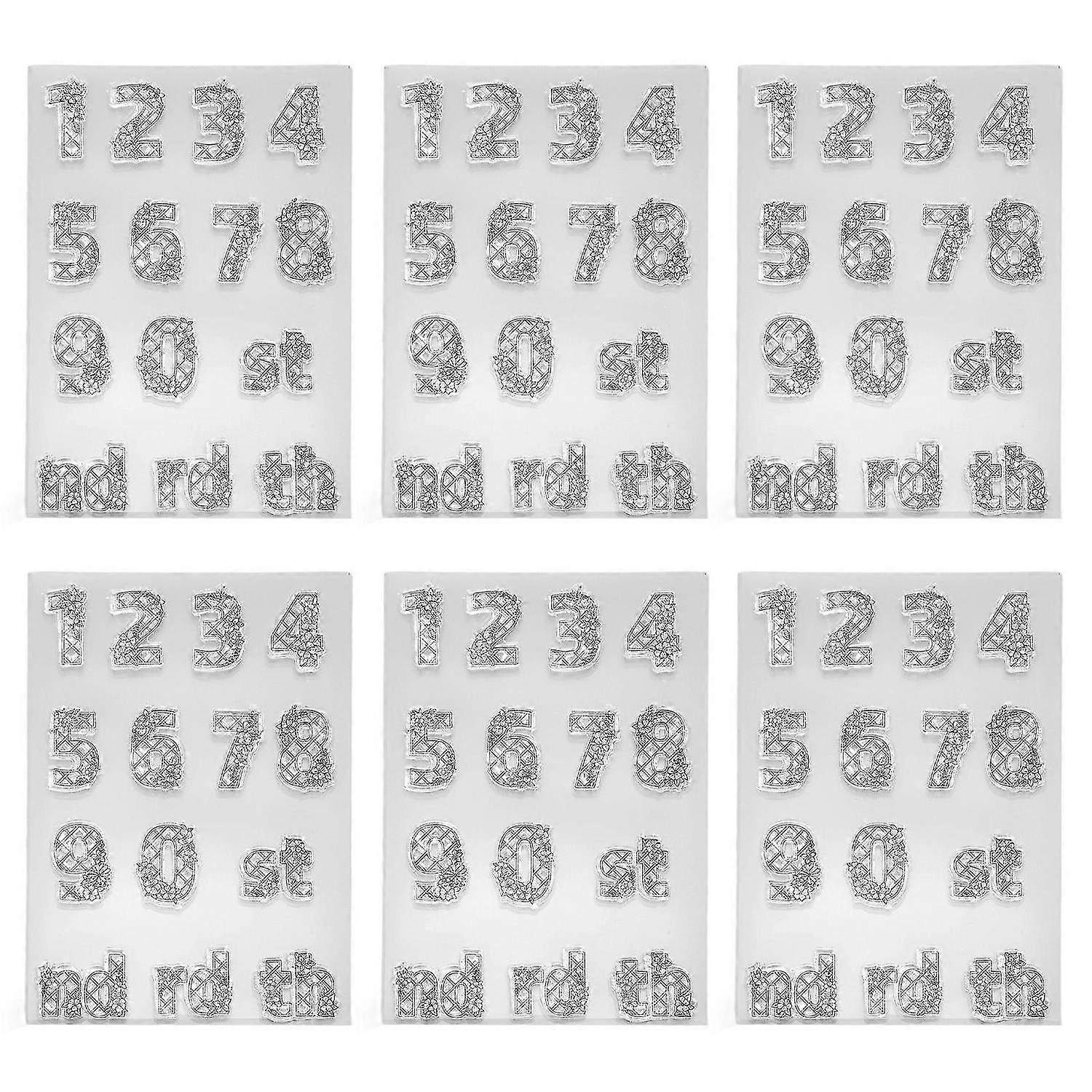 2025 Latest Model 6PCS Clear Stamps DIY Decorative Number Words Transparent