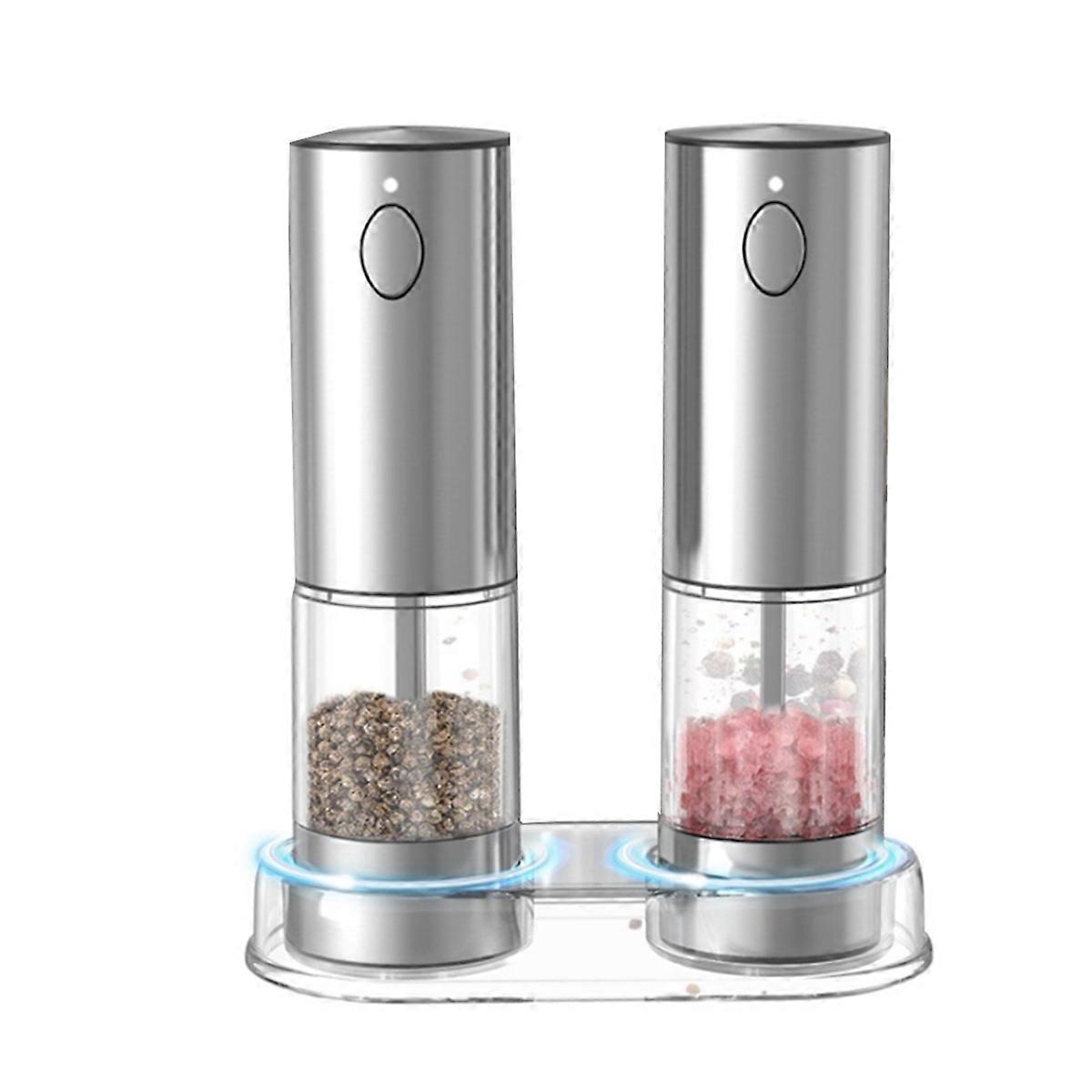 Electric Salt and Pepper Grinder Set USB Rechargeable Adjustable Coarseness Automatic Spice Mills 2
