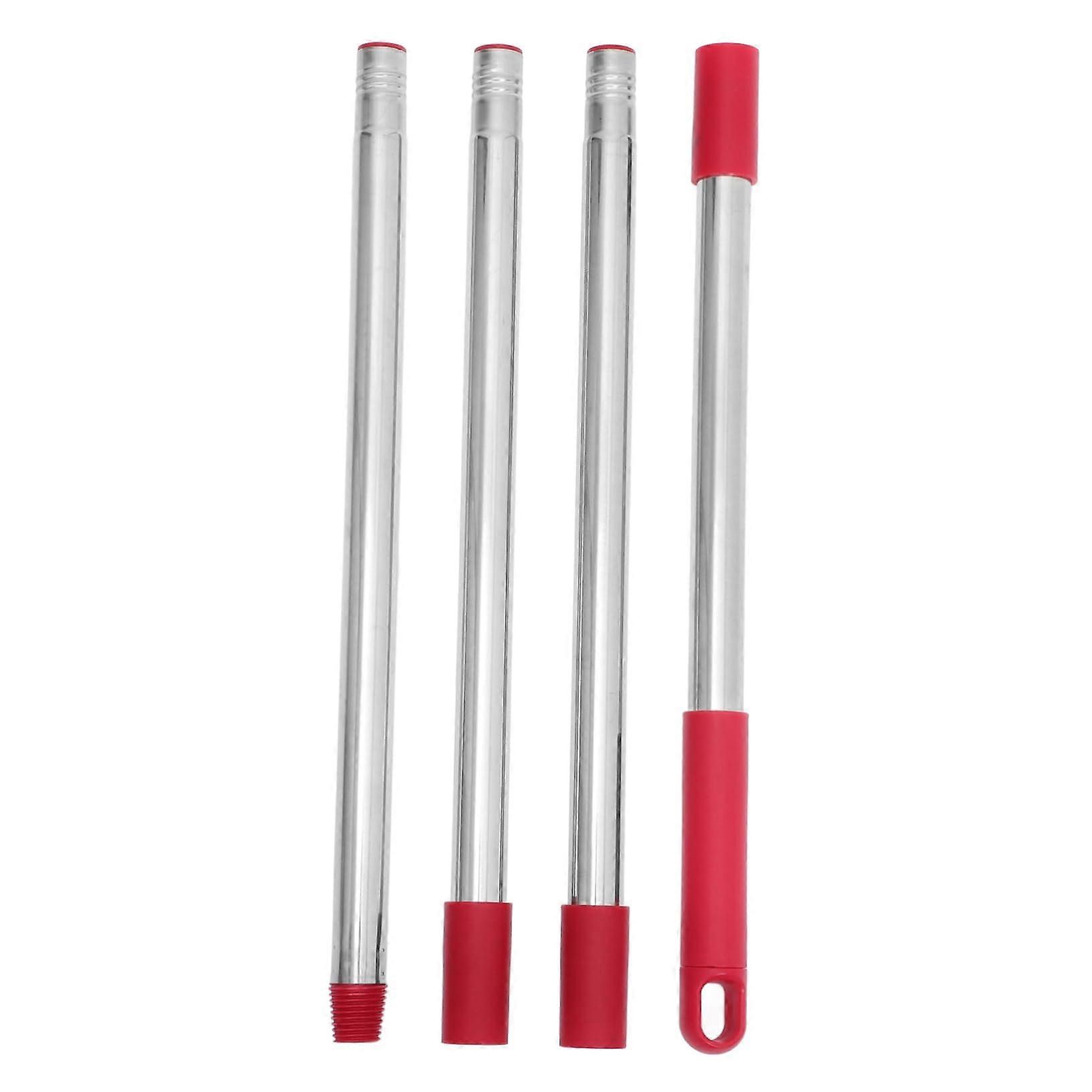 Stainless Steel Mop Handle Replacement Rod Detachable Mop Stick For Floor Cleaning Compatible Sections Red