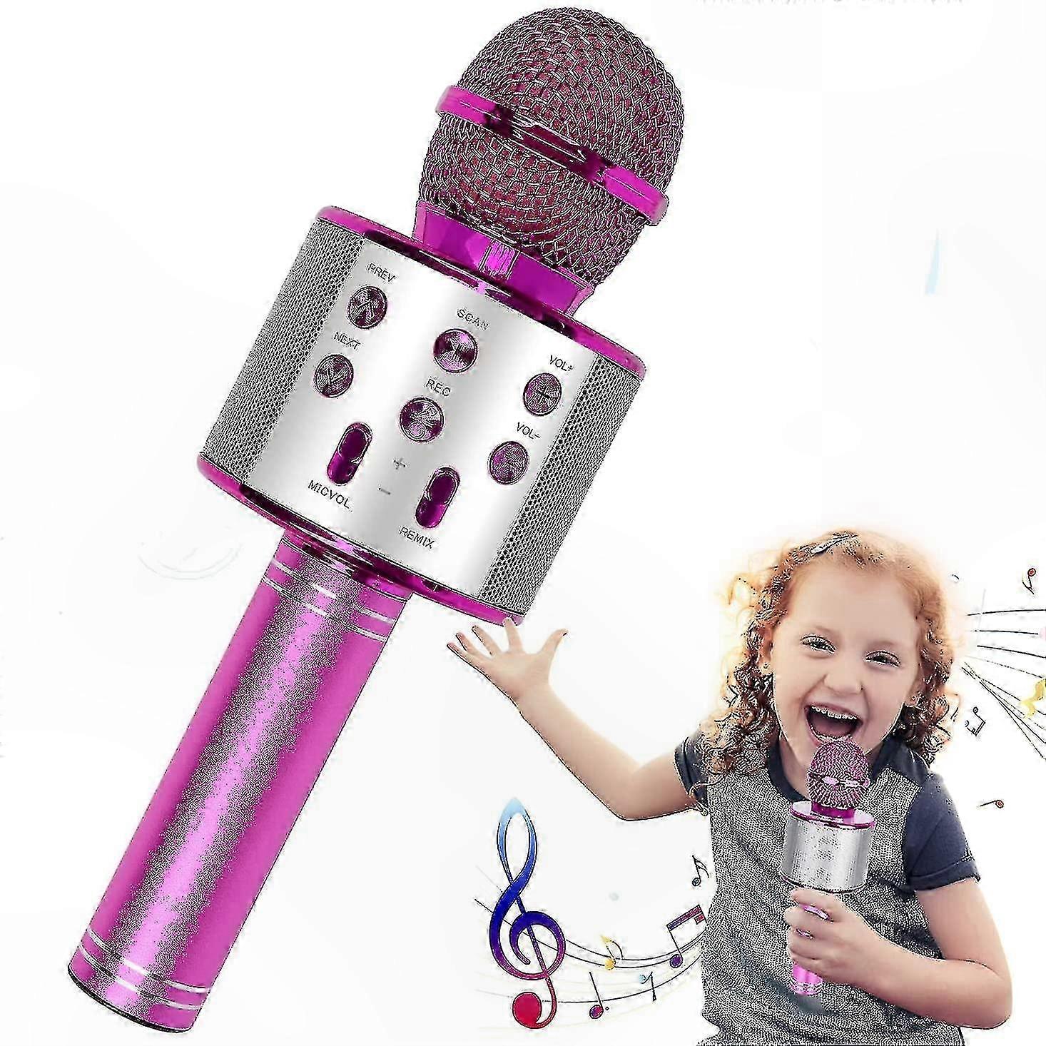 Wireless Bluetooth Karaoke Microphone for Kids, Portable Singing Mic with Echo Effect