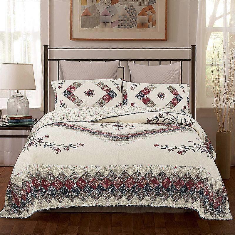 3 Piece Reversible Quilt Bedding Set(1 Quilt Plus 2 Pillowcase, Brown)