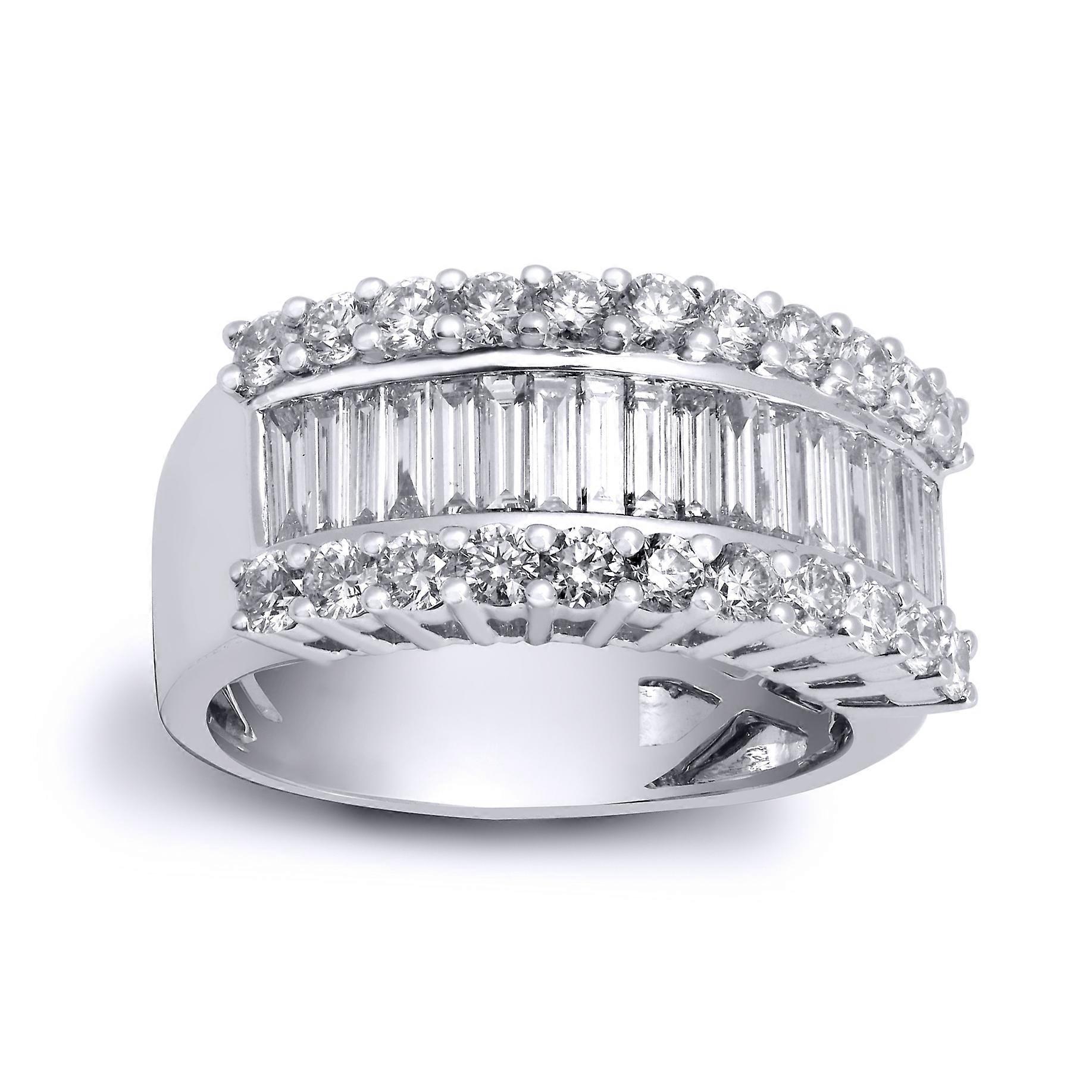Jewelco London Solid 18ct White Gold Channel Set Baguette G SI1 2ct Diamond Arch Bridge Eternity Ring 9mm