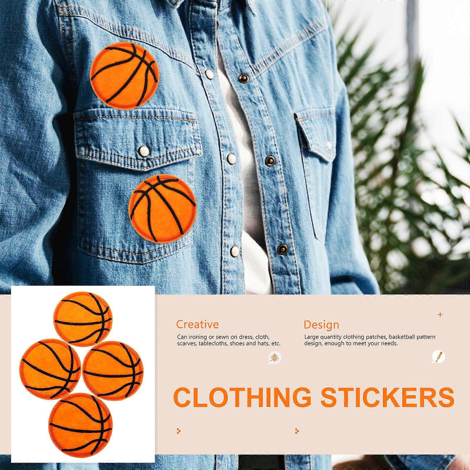 Embroidery Applique Basketball Designed Patches for Decor 20Pcs Orange