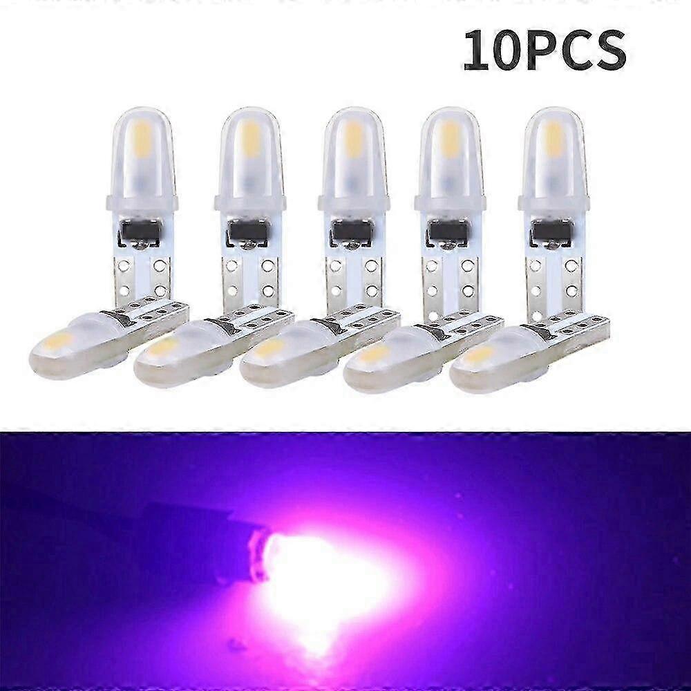 10-Pack T5 LED Bulbs for Car Dashboard 3014 SMD Interior Lamp 12V Wedge Style Indicator Lights