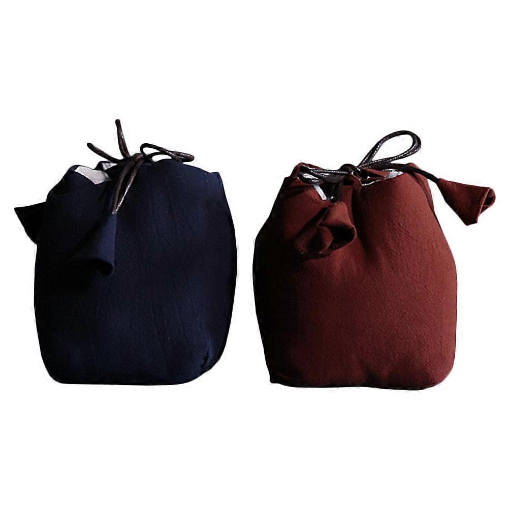 Assorted Color Tea Cup Pouches for Storage Use 2Pcs Cotton Linen
