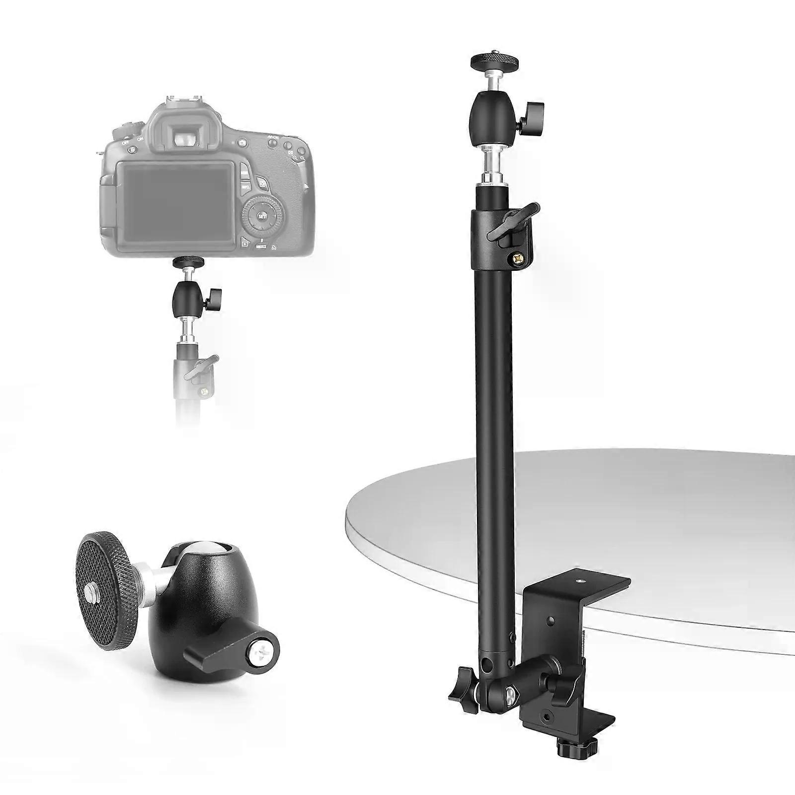 Desk Side Extend C Clamp Holder Desk Light Stand Live Boom Arm with 1/4 Ball Head for Ring Light DSLR Smartphone Gopro Bracket