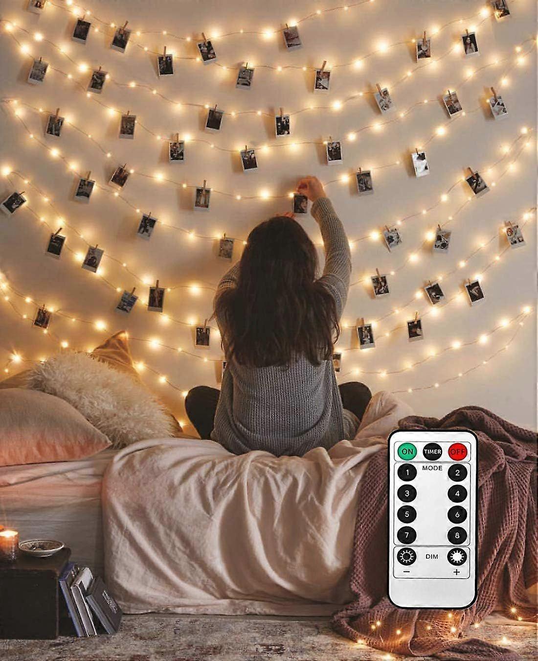Photo Hanging Clips String, 50 LED 17ft ,8 Modes Fairy Lights with Clips for Pictures, with Remote Function for Photos Pictures Cards