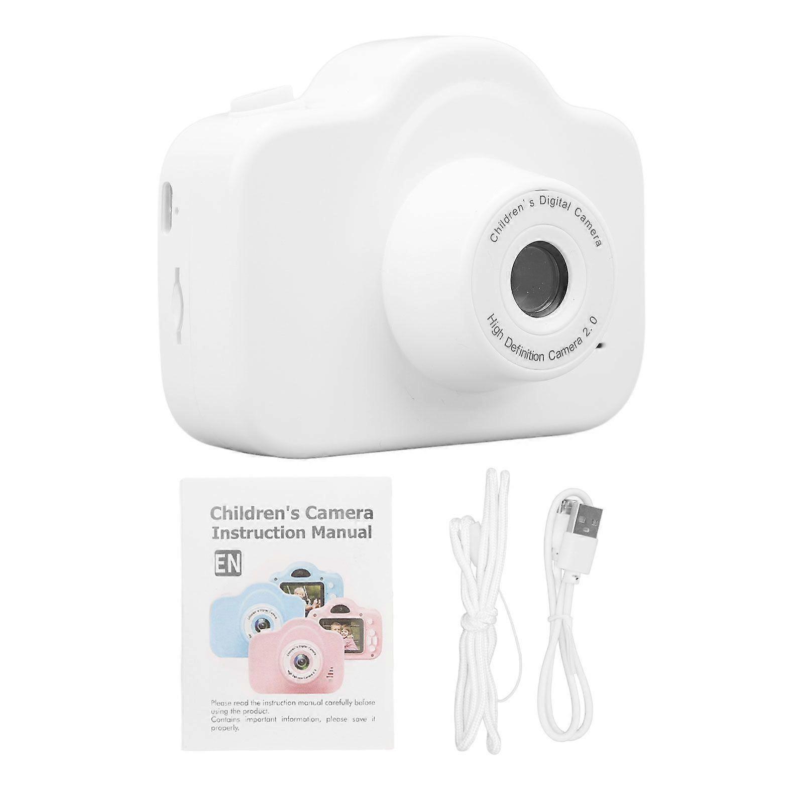 Children Digital Camera 2000W HD 2.0 Inch Screen Rechargeable Multi Functional Kids Camcorder Toy for Toddler White