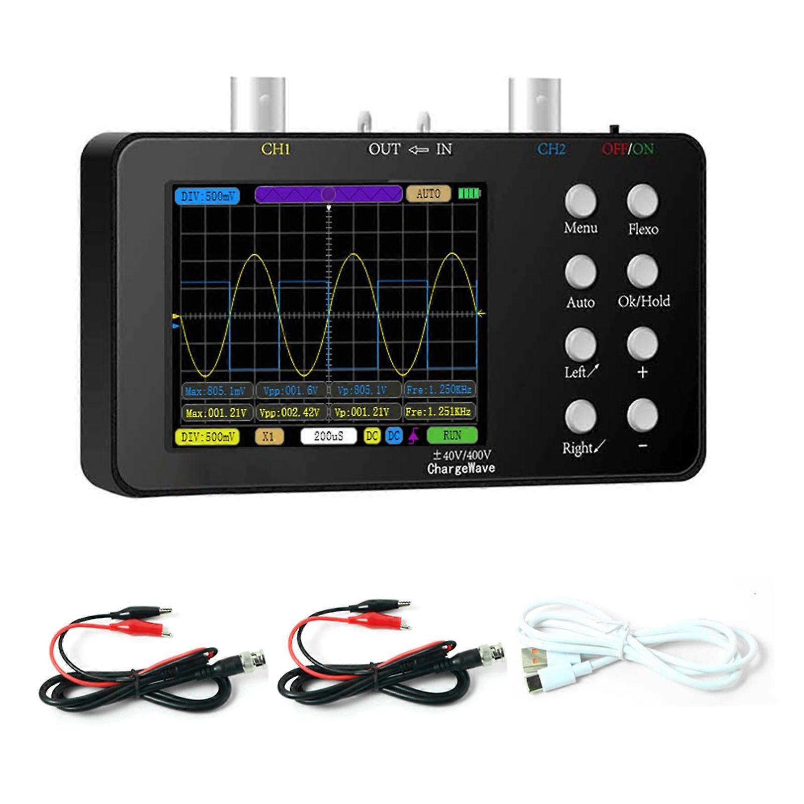 Compact Portable Digital Oscilloscope 50M Sampling Rate 10M Analogue Bandwidth Handheld Current Oscilloscope Cellphone Repairs Lissajous Patterns 6A C