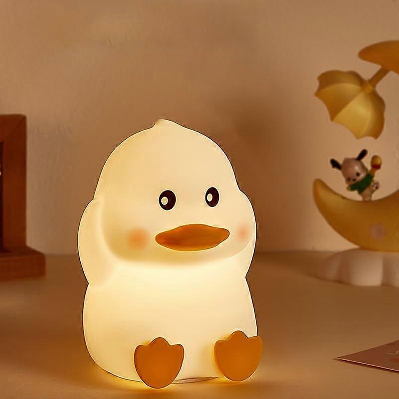 Cute Duck Silicone Night Light for Kids and Adults, Rechargeable Touch Control, 7-Color LED Bedside Lamp, 104103143mm