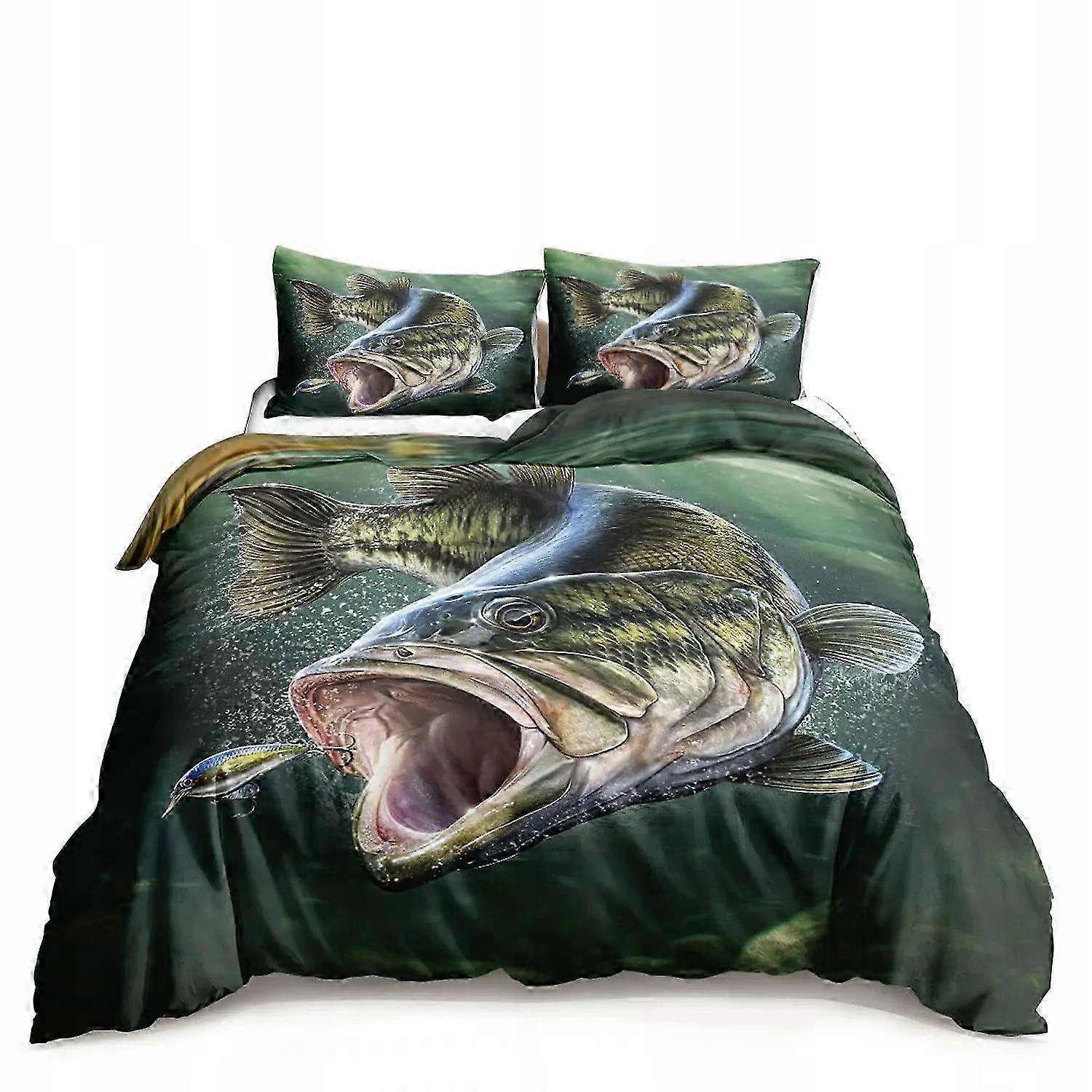 Bedding With Pike Fish Motif, Duvet Cover For Children With A Striped Pattern 2025
