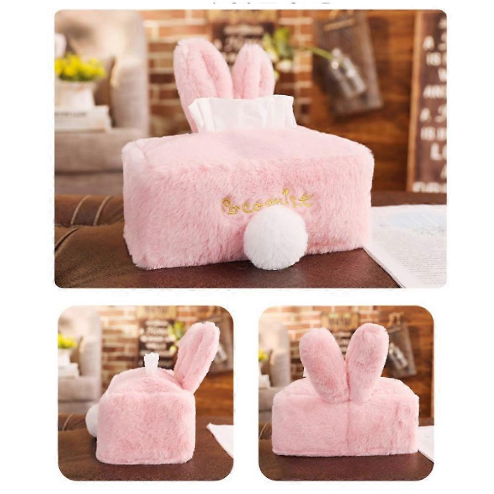 Tissue Box Rabbit Ear Plush Napkin Storage Container for Home 3Pcs