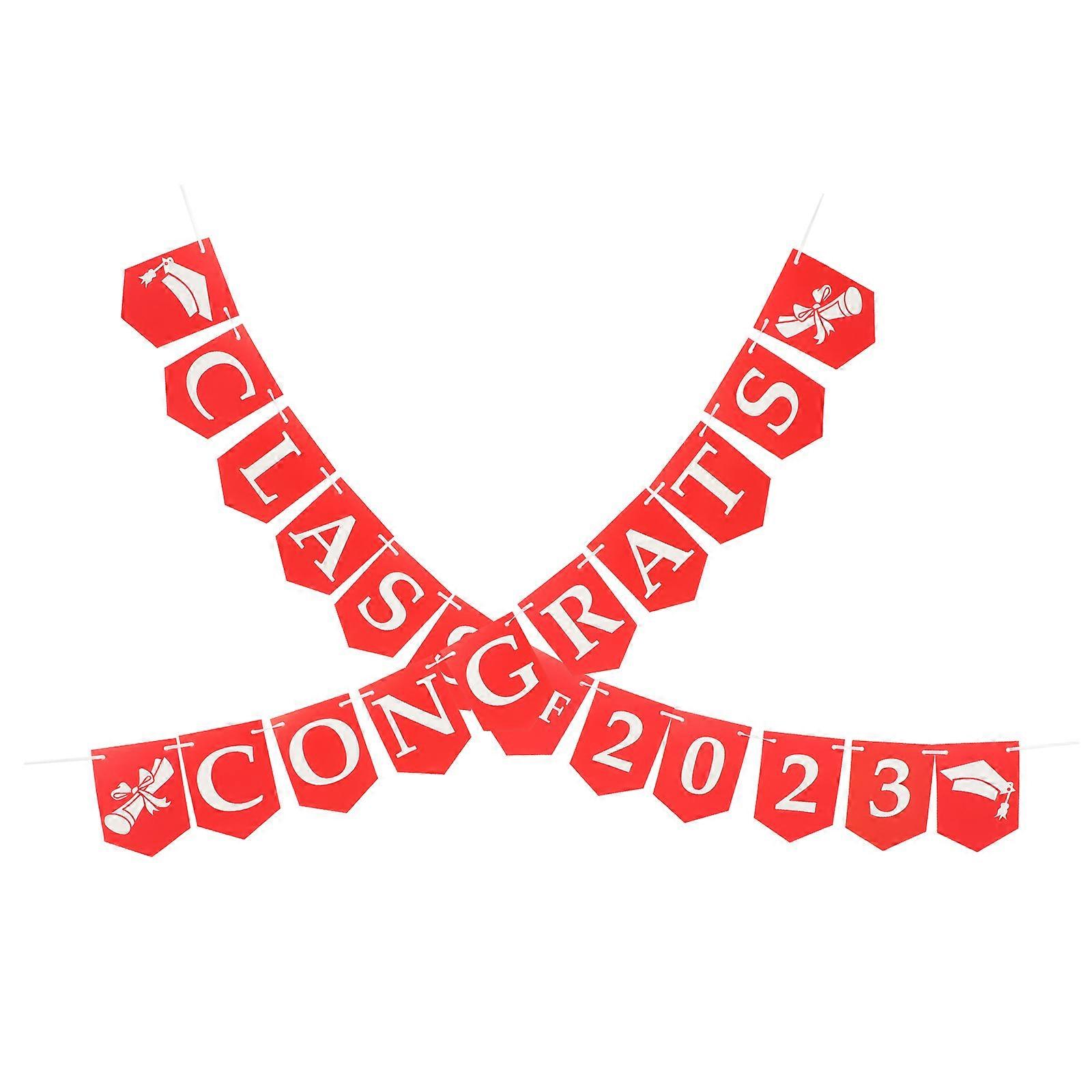 Red Graduation Banner Class of 2023 Banner for Decoration 3Sets Paper