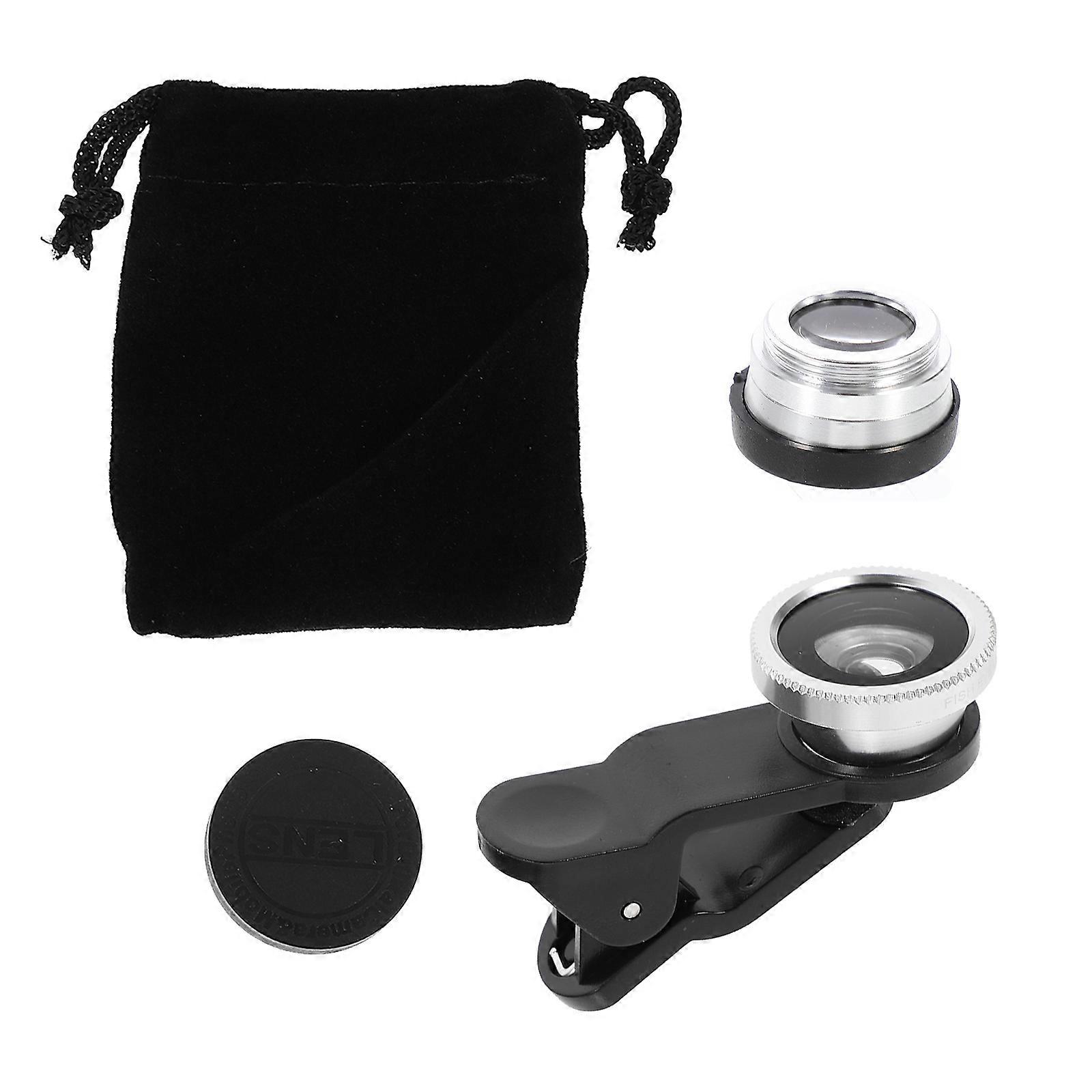 Phone Camera Lens Kit Fish Eye for Photography 2Sets Silver Material