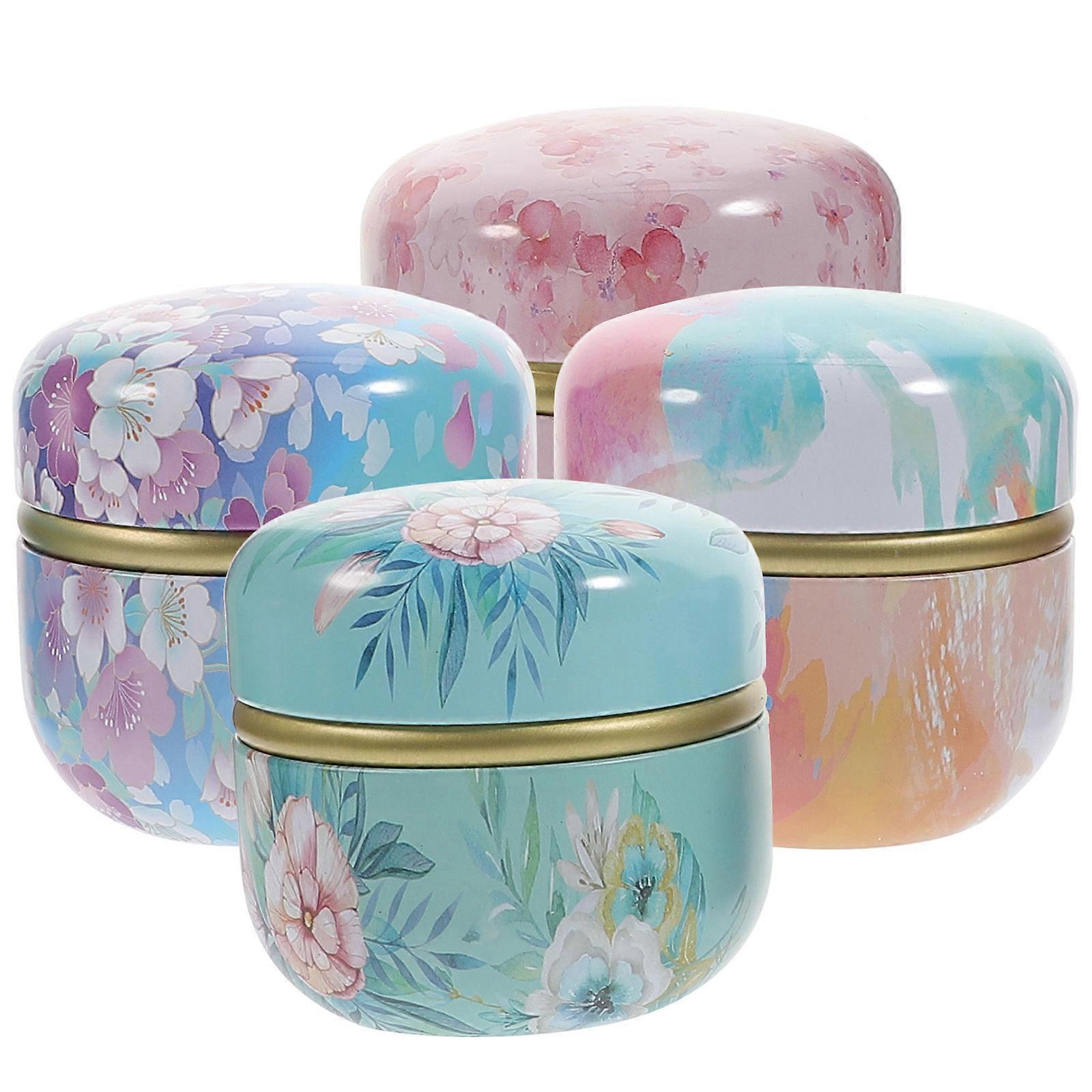 8Pcs Loose Powder Jar Portable Tinplate Box for Assorted Color