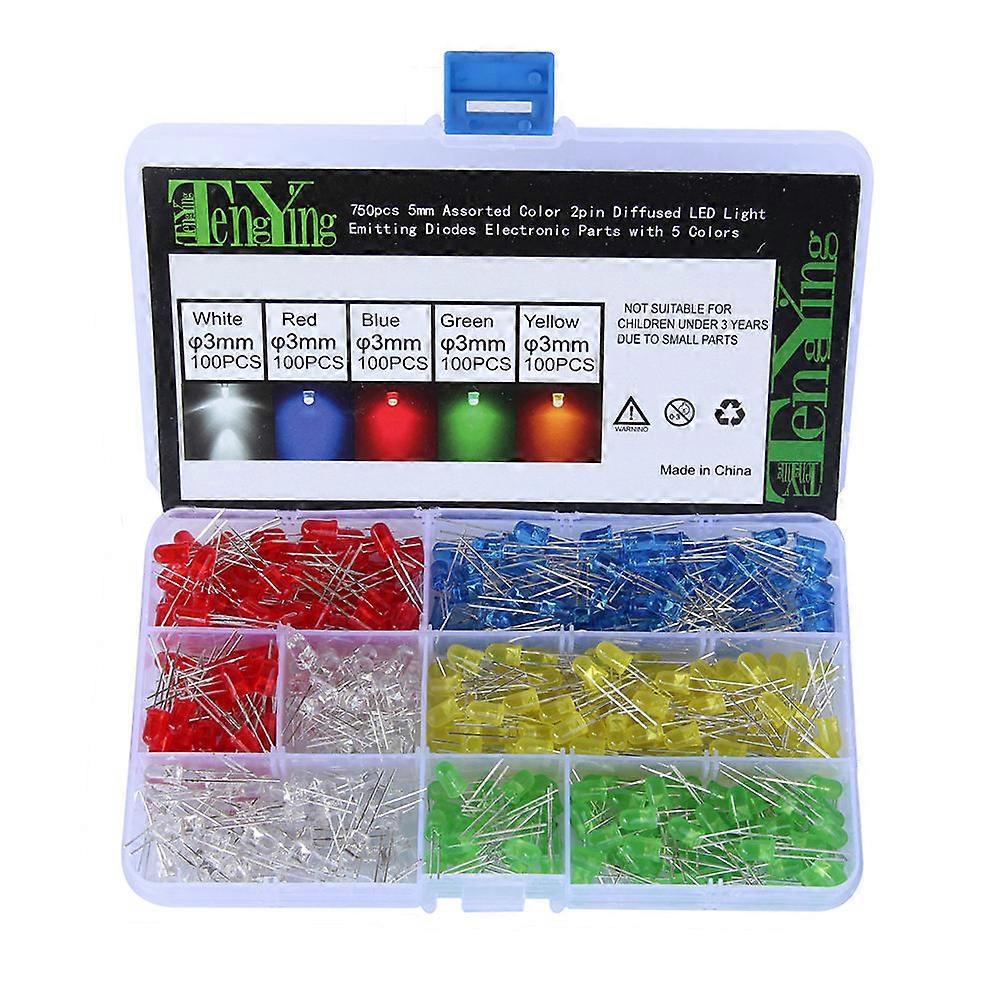 LED Light Emitting Diode Set for Electrical Experiments 750Pcs Assorted Colors