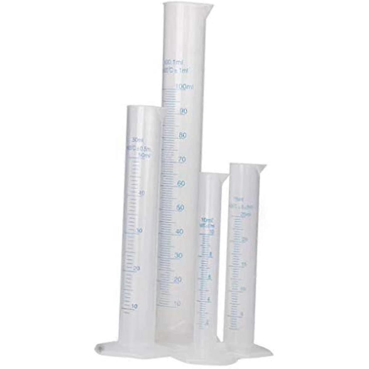 Lmoikesz 4-Piece Plastic Graduated Cylinder Set for Kitchen and Laboratory Measurements