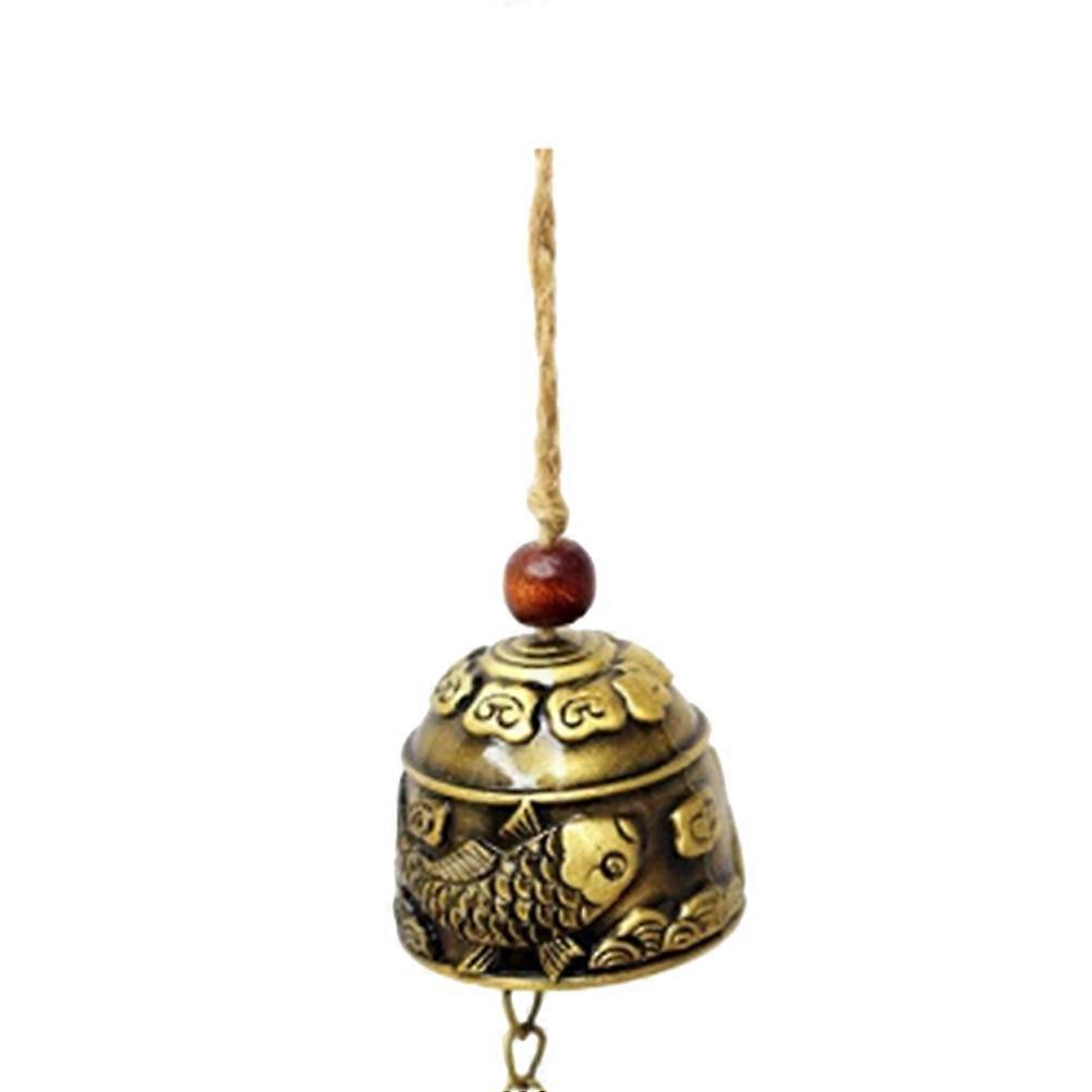Metal Hanging Bell Copper Wind Bell for Car Decor Fish Pattern 2Pcs