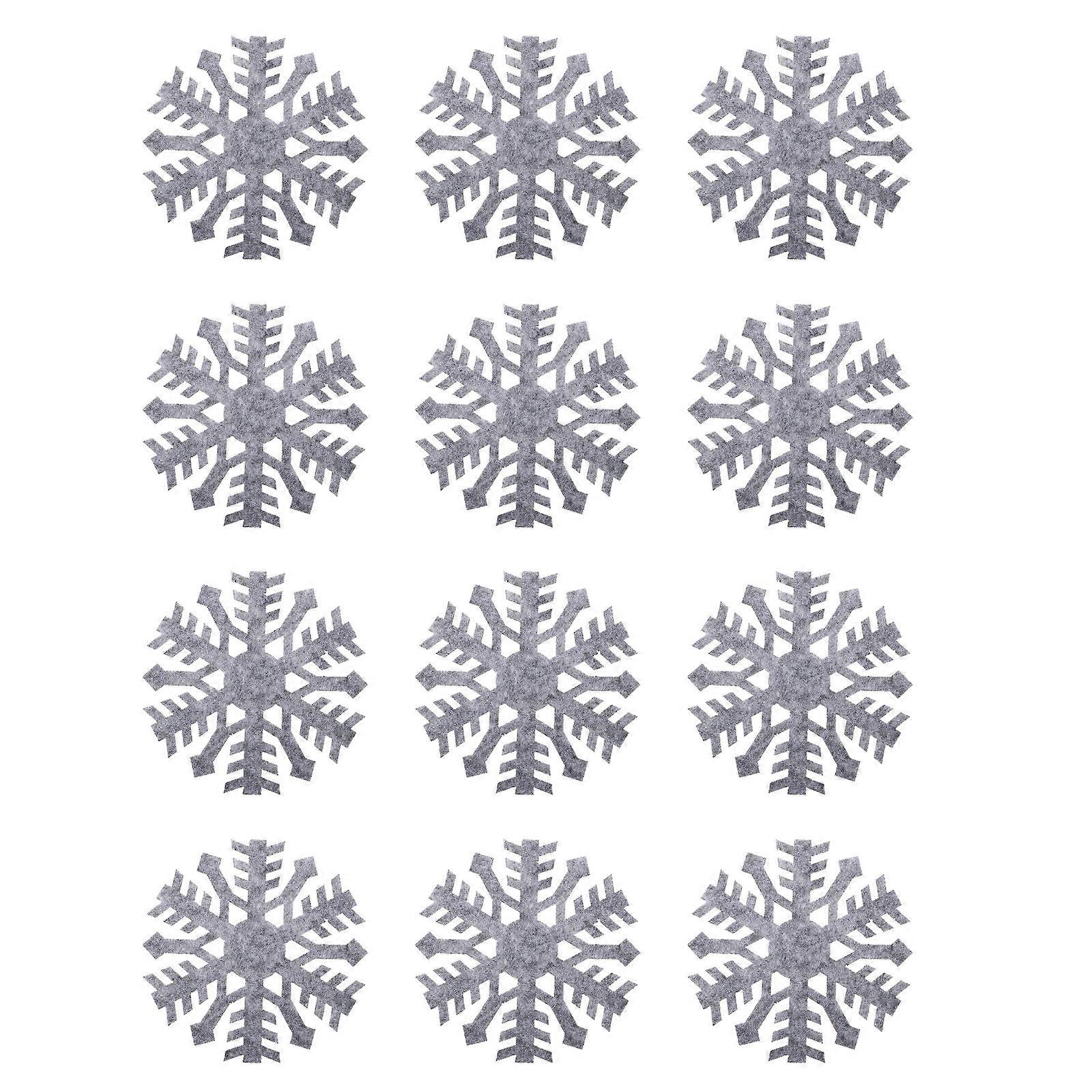 Dining Table Decor Non-Skid Mug Mat Felt Grey Snowflake Design 10X10CM 12Pcs