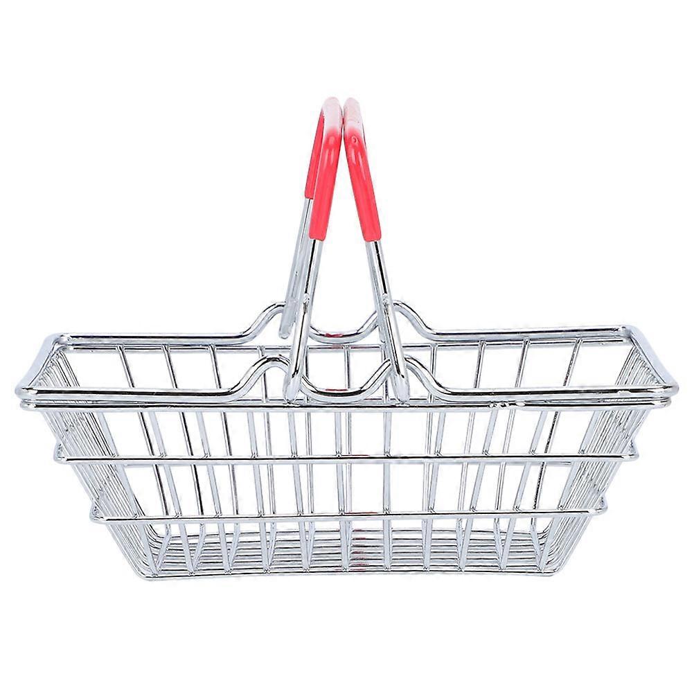 4Pcs Mini Shopping Basket Storage Basket for Desktop Use in Red Color