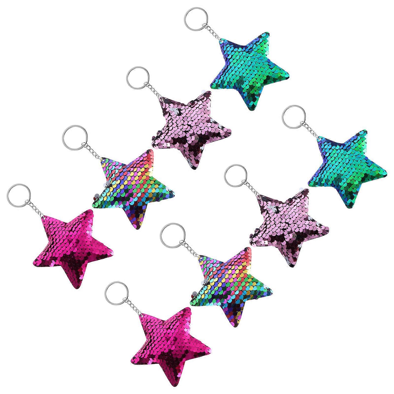 Key Decoration Flipping Sequin Star Shape Key Rings for Decoration 16Pcs