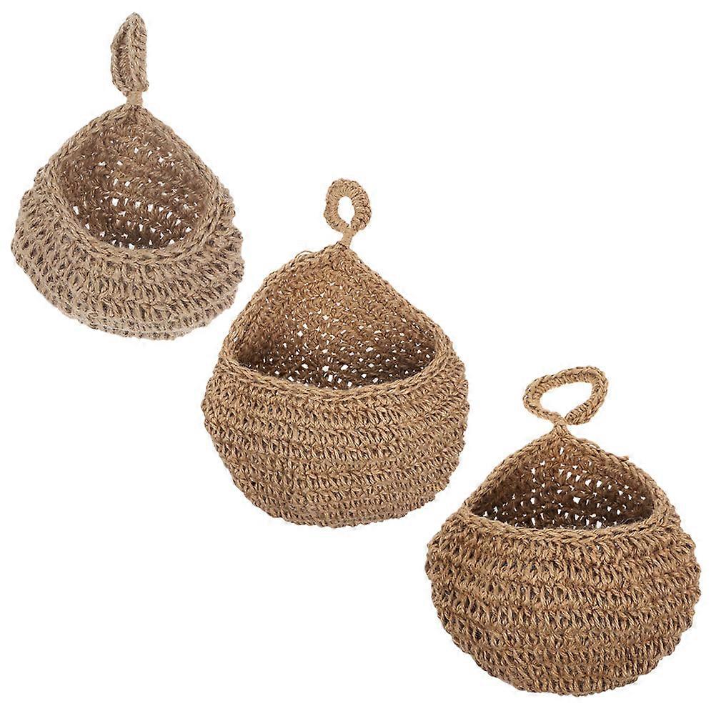Bohemian Style Wall Basket Jute Storage Basket for Onion 6Pcs