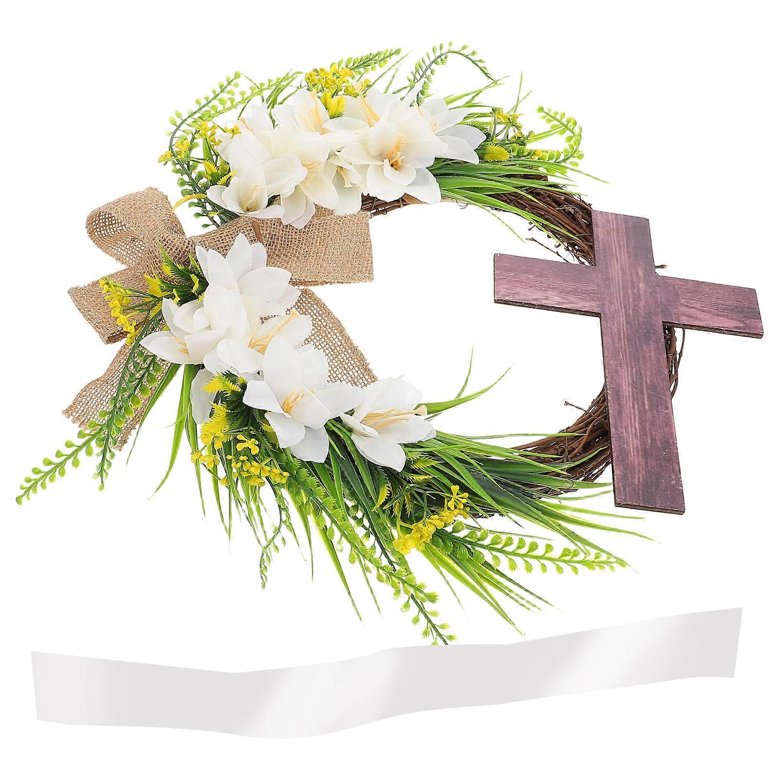 Christian Easter Wreath Rustic Grapevine Front Door Wreath 2Pcs