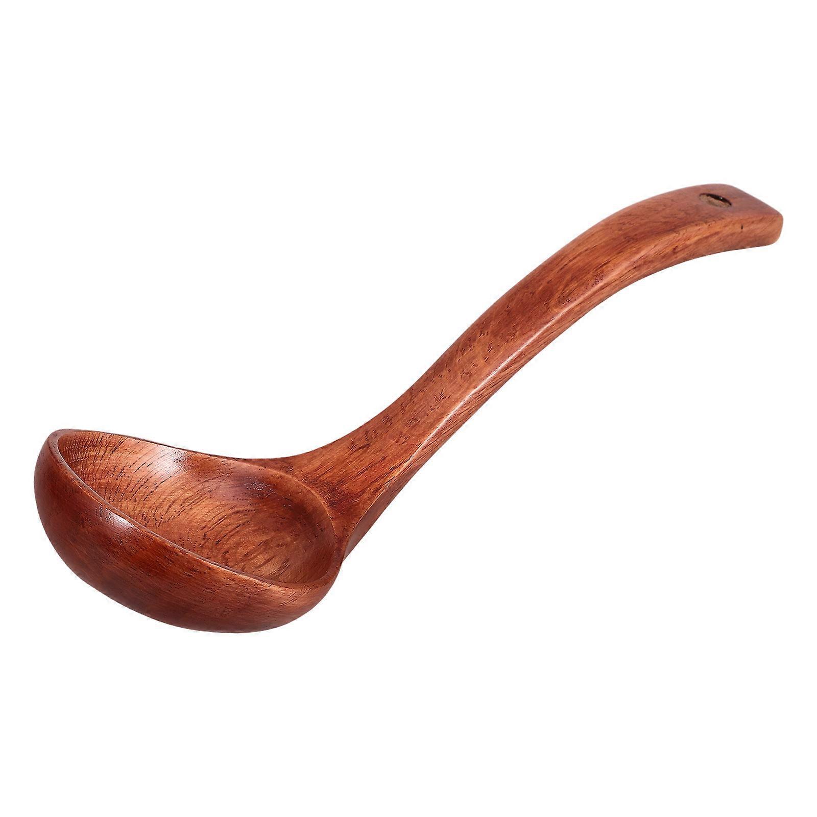 Brown Wooden Soup Ladle Spoon for Kitchen Use 3Pcs Long Handle Spoons