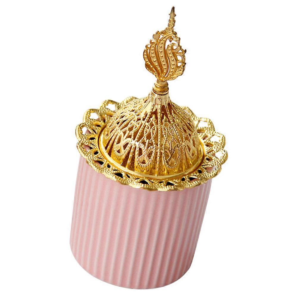Pink Ceramic Incense Burner Tabletop Censer for Aromatherapy 4Pcs Set