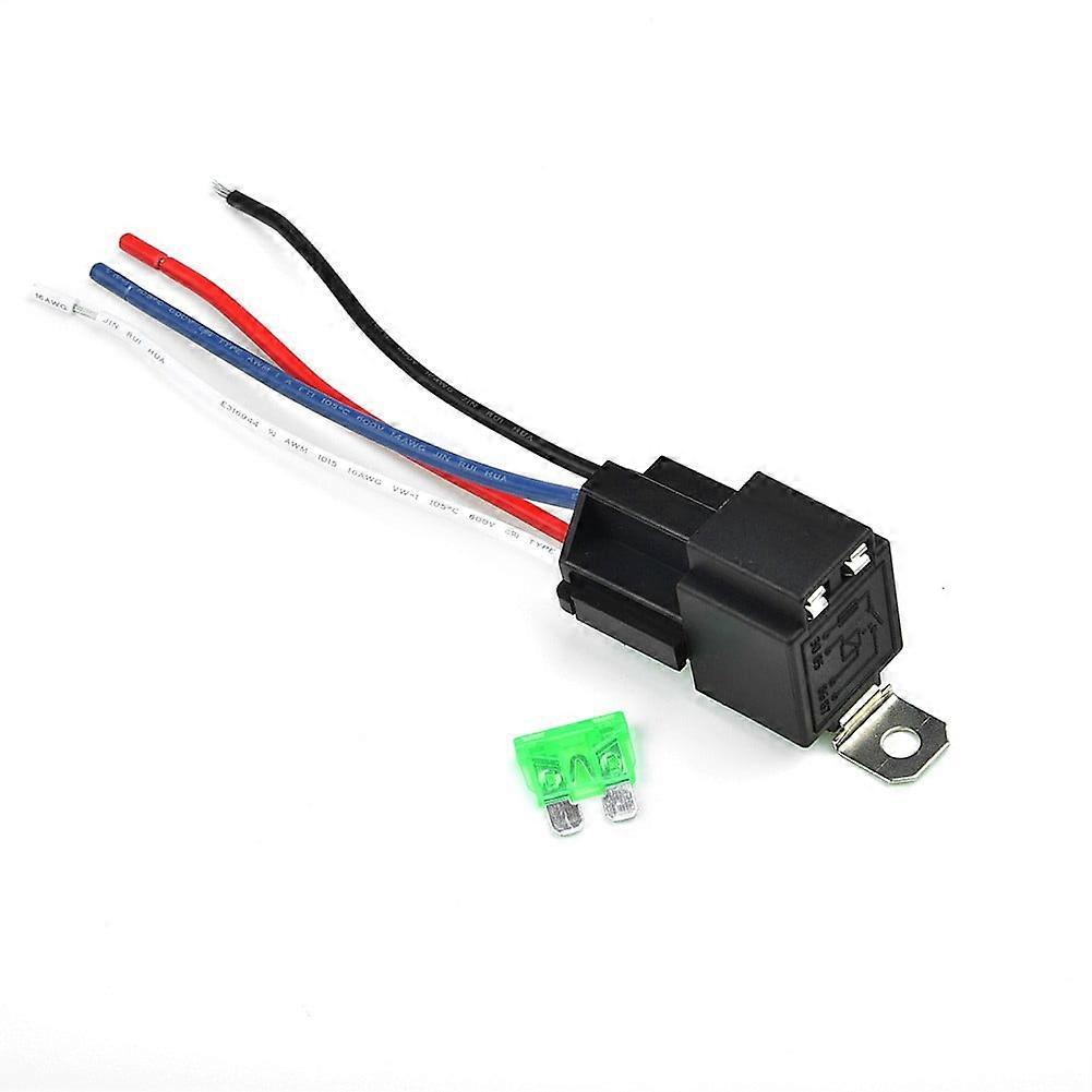 12V Relay 4 pin with Socket Base/Wires/Fuse Included 30A Amp SPST