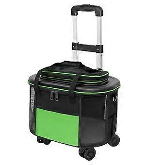 Portable Pet Trolley Case Breathable Dog Cat Carrier with Wheels Pet Suitcase for Going Out Travel Green