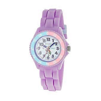 Tikkers Girls Purple Silicone Strap Unicorn Dial Time Teacher - Silicone
