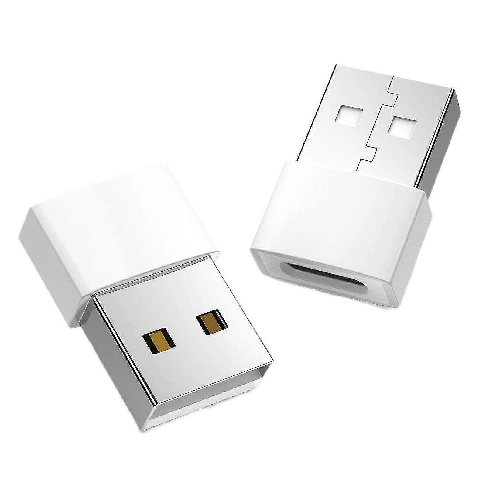 Type C to USB Converter 2Piece USB2.0 Male to Type C Female Adapter with OTG Function 480mbps Data Transmission Charging White 26s