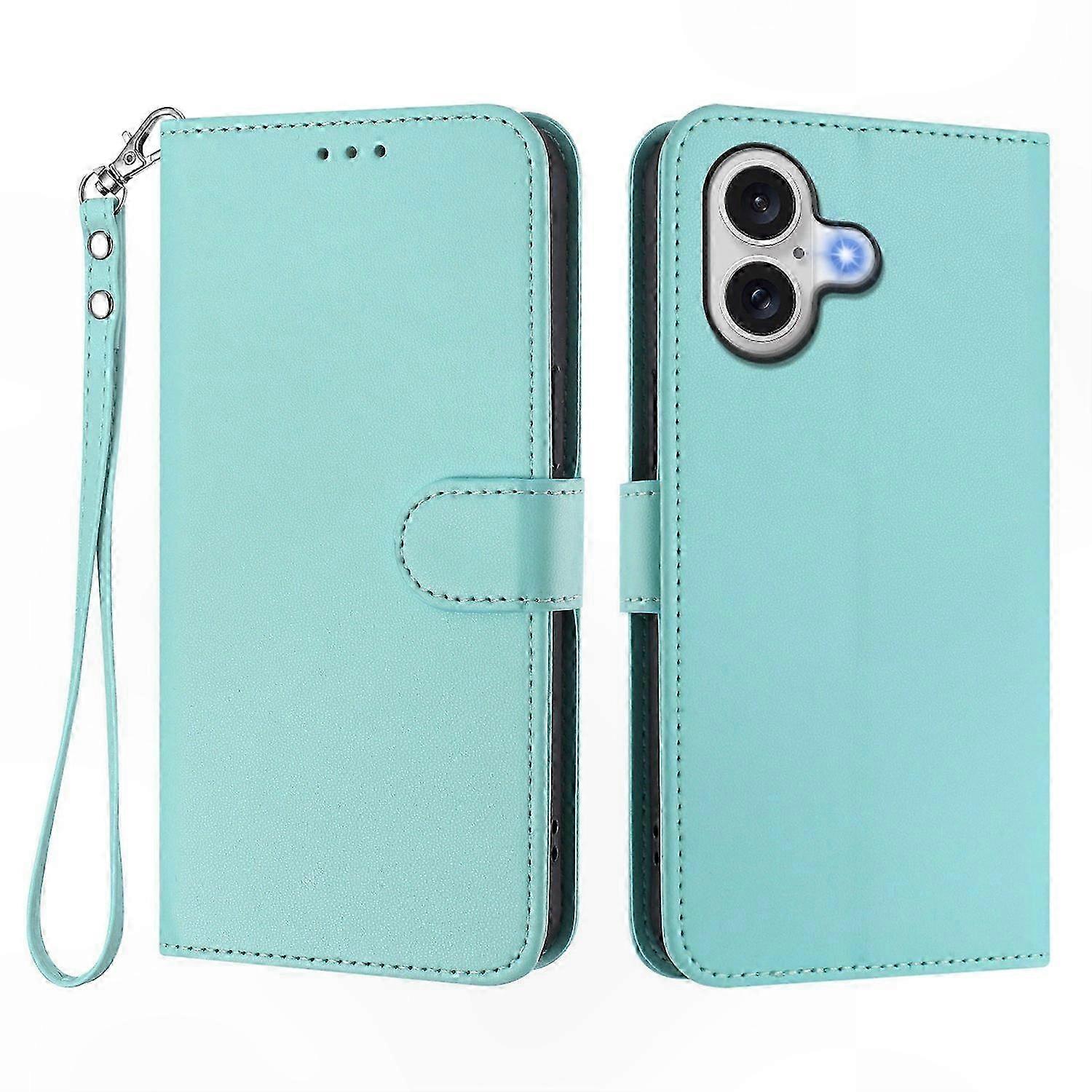 Leather Wallet Case with Stand Function and Wrist Strap for Mobile Phone