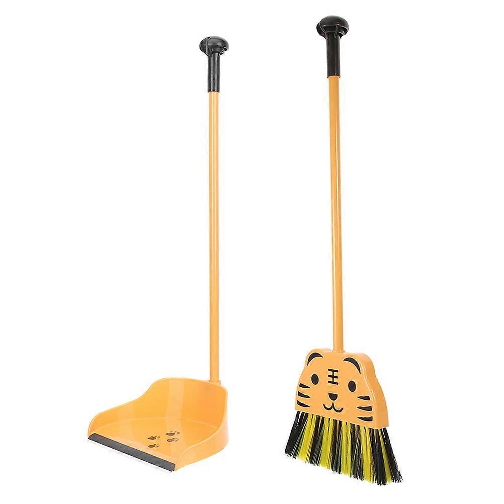 Kids Cleaning Set With Dustpan And Broom For Home Use Lightweight Design Pattern 2Pcs