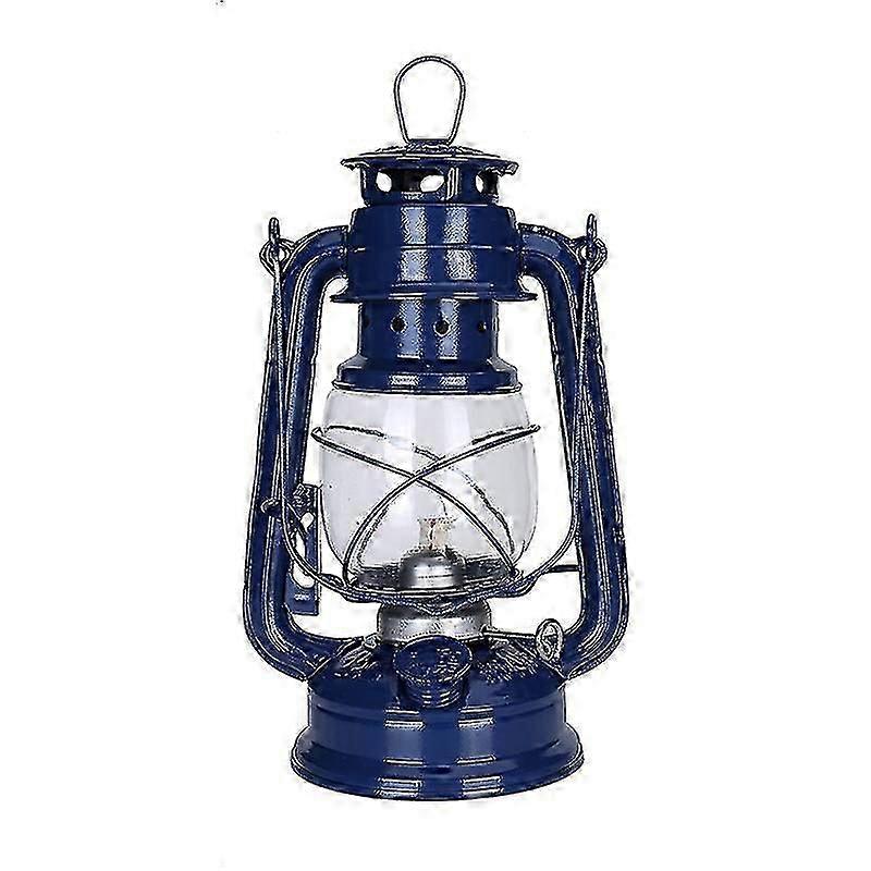 Portable Lantern Vintage Kerosene Lantern, 25cm Portable Classic Kerosene Lamp, Retro Kerosene Kerosene Lamp, Outdoor Camping Lights Blue