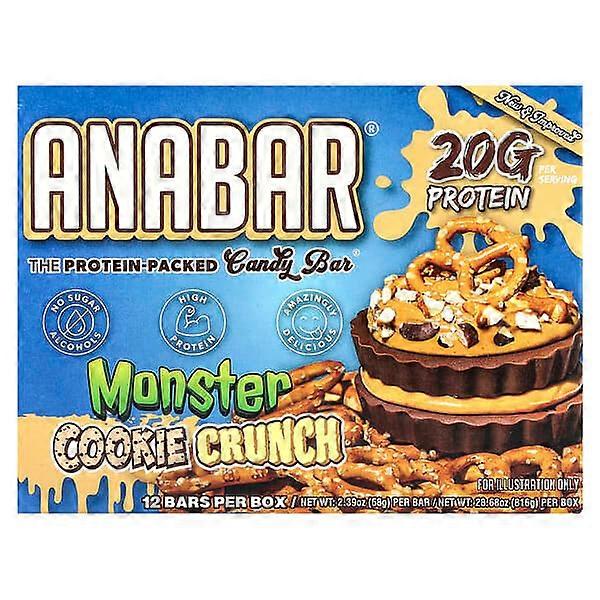 The Anabar, The Protein-Packed Candy BarÃÂÃÂÃÂÃÂ®, Monster Cookie Crunch, 12 Bars, 2.39 oz (68 g) Each